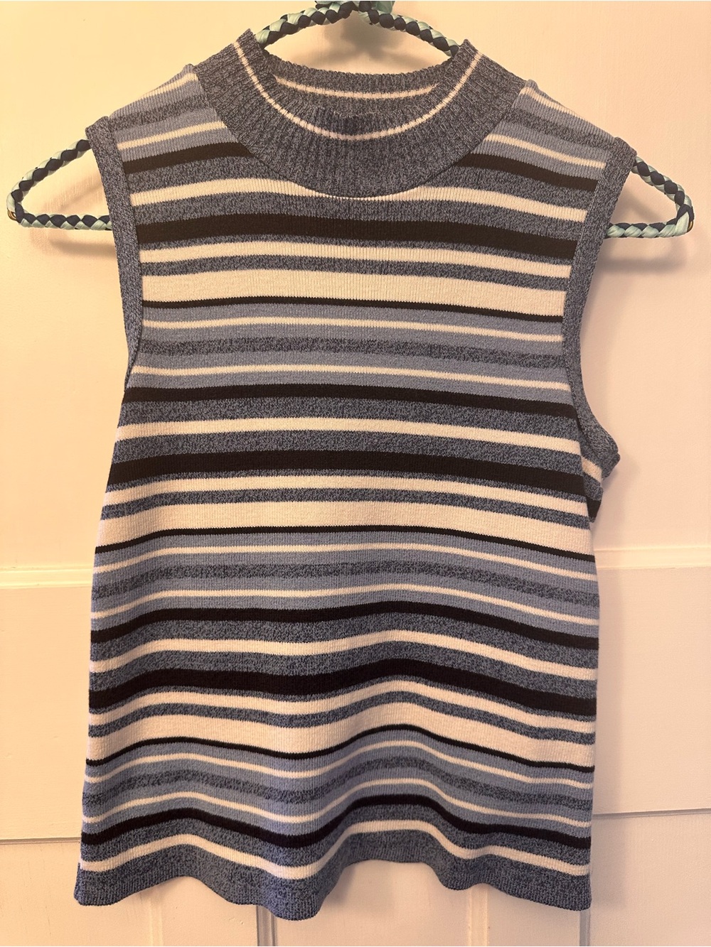 ⭐️ JM Collection XS Striped Sleeveless Knit Tank in Blue, White and Black